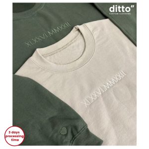 Couples Custom Embroidered Sweatshirt,T-shirt Roman Numeral Date Anniversary Couple Hoodie Wife Bridesmaid Mum Gift Groom Father's Day Gift