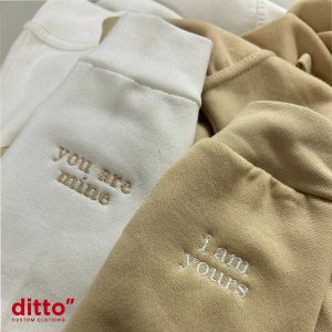 Custom embroidered matching couples hoodies, girlfriend boyfriend anniversary gift, partner hoodies, embroidered sweatshirt, valentines gift