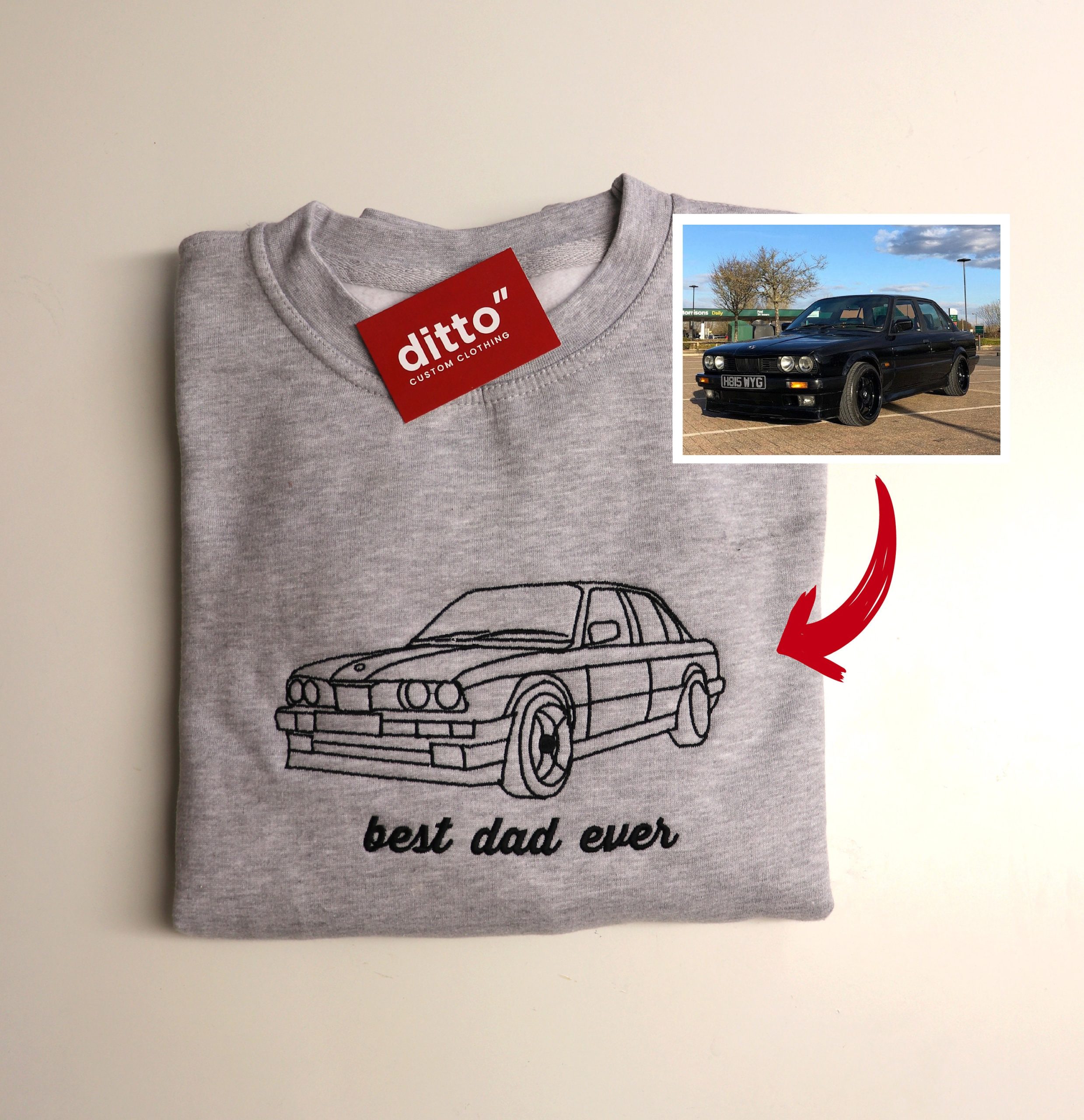 STITCH YOUR MOMENTS, Embroidered Photo, Custom Portrait photo,outline photo, Father's Day, Portrait Sweats, Mum,Anniversary, for Dad Gift